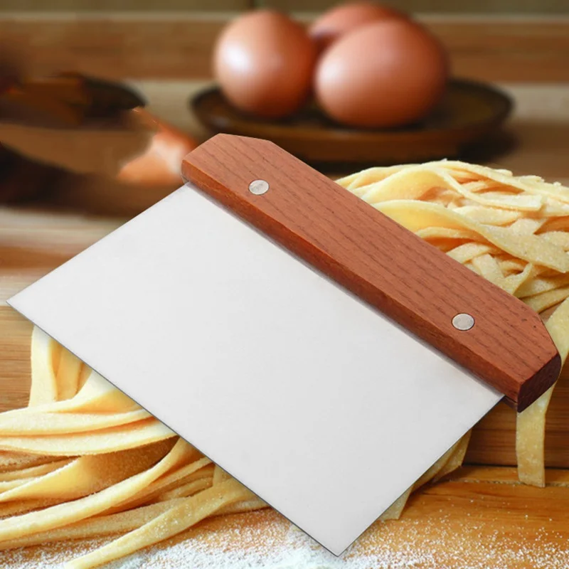 High Quality Rice Rolls Stainless Steel Kitchen Noodle Scraper Blade Wooden  Handle Cutter Slice Chopping Board Scraper - Utensils - AliExpress