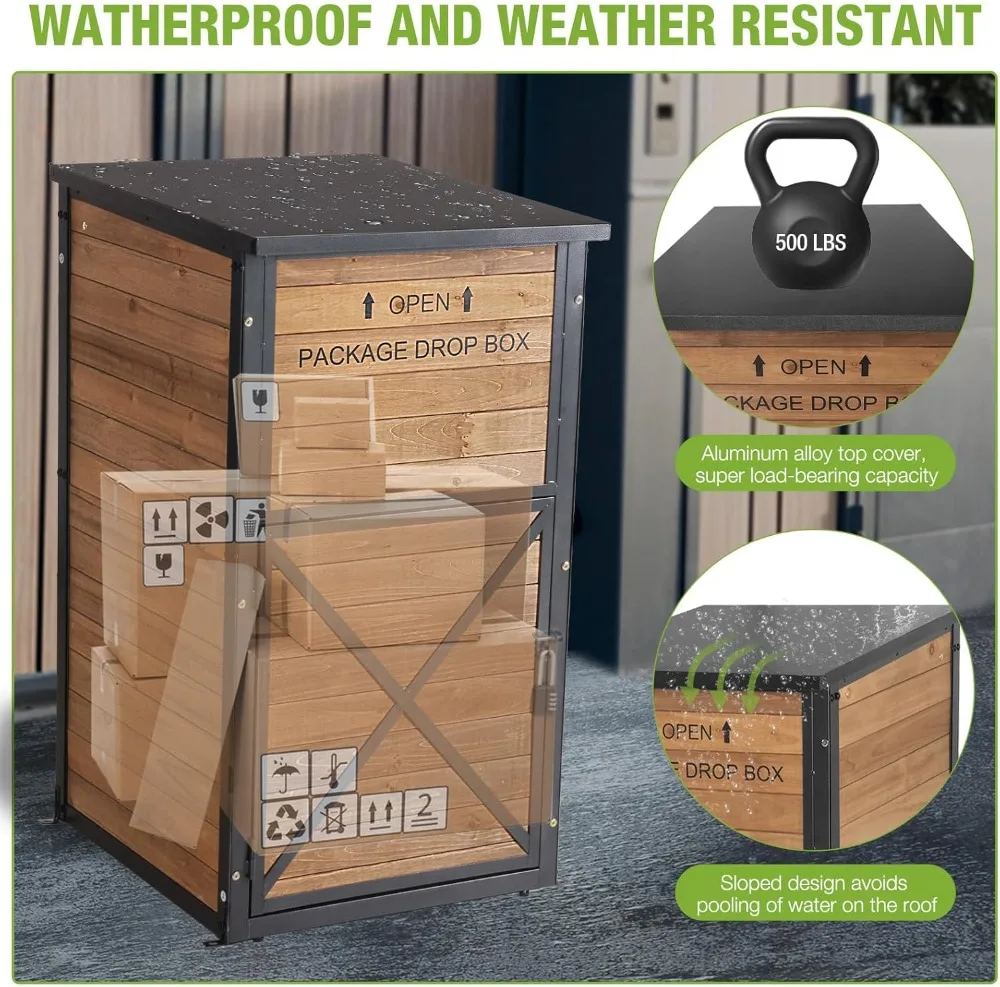 Outdoor Parcel Drop Box with Combination Lock, Weatherproof Anti-Theft Package Delivery Box for Porch Security