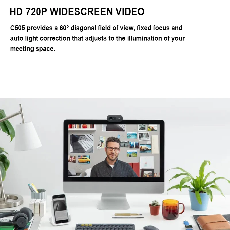 Logitech C505e 720P HD Webcam Computer Office Camera For Video Conferencing Online Course Online Distance Education Camera 5