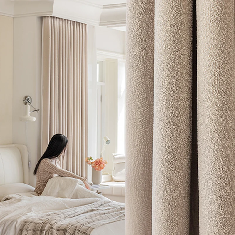 LAEWIN - chenille blackout thick curtains solid modern beige for living ...
