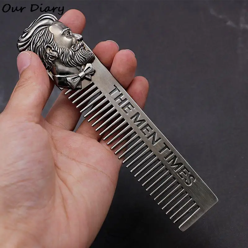 

1PC new Gentelman Barber Styling Comb Stainless Steel Men Beard Comb Mustache Care Shaping Tool Pocket Size Silver Hair Comb