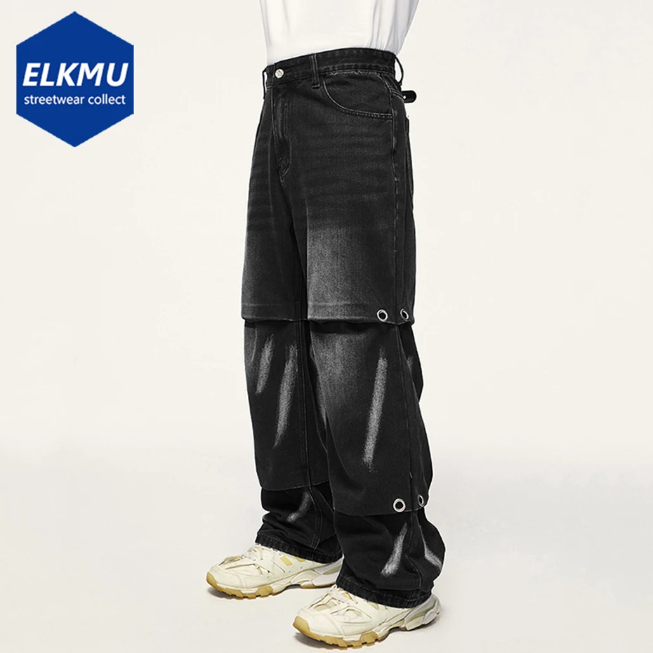 

Men Fashion Pleated Jeans Designer Harajuku Streetwear Hip Hop Baggy Jeans 2023 Man Black Loose Casual Straight Denim Pants Y2K