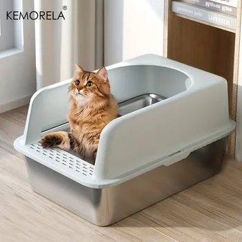 Stainless Steel High-Side Cat Litter Box 1