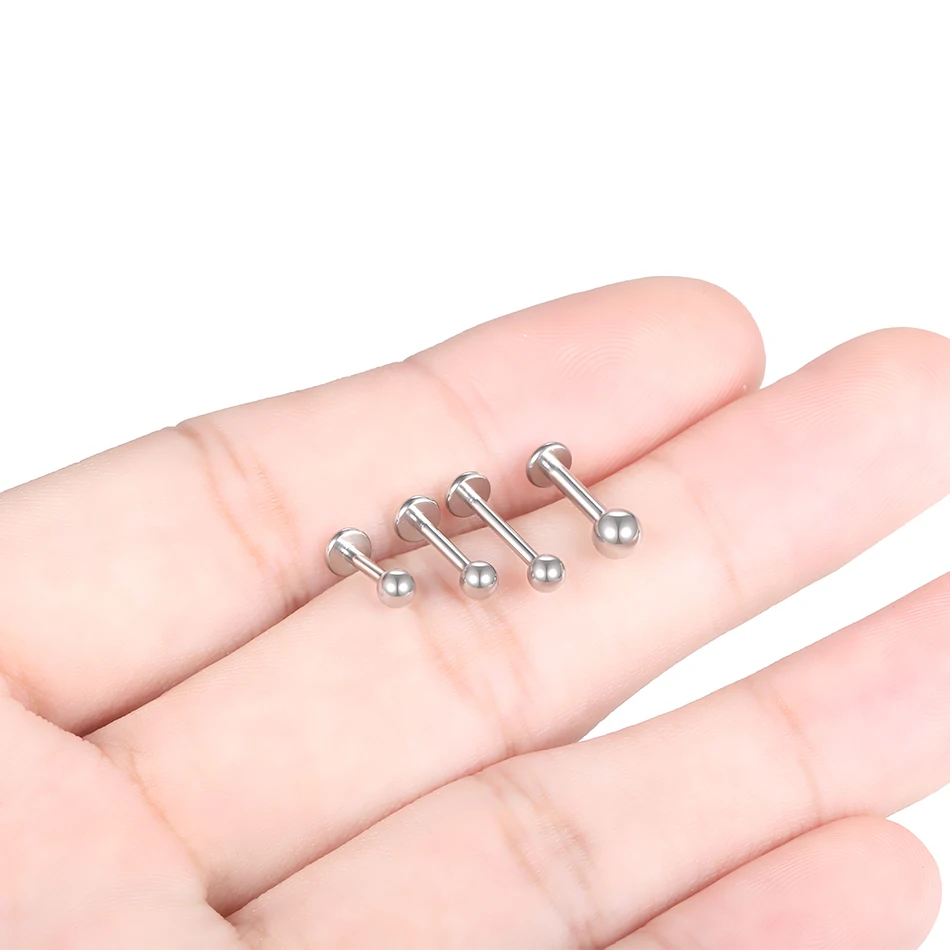 NewkeepsR 3 stuks - 1,2mm gouden titanium coole klassieke labret-studs piercing Monroe oor tragus helix lip-lengte 6/8/10 mm