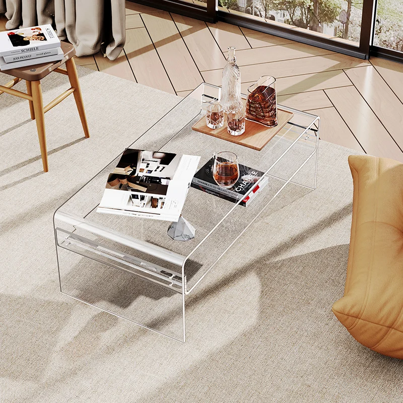 

Акриловый прозрачный стеклянный роскошный журнальный столик, простой съемный маленький столик для дивана