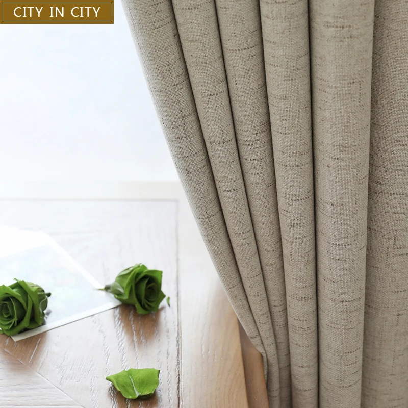 CITY IN CITY Plaid Blackout Home Decor Curtain For Living room Darpe Faux linen Curtains for Bedroom Rideaux Window Customized