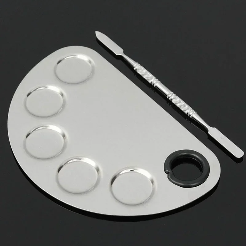 Stainless Steel Palette Watercolor Paints Makeup Face Palette Spatula Foundation Mixing Paints Oil