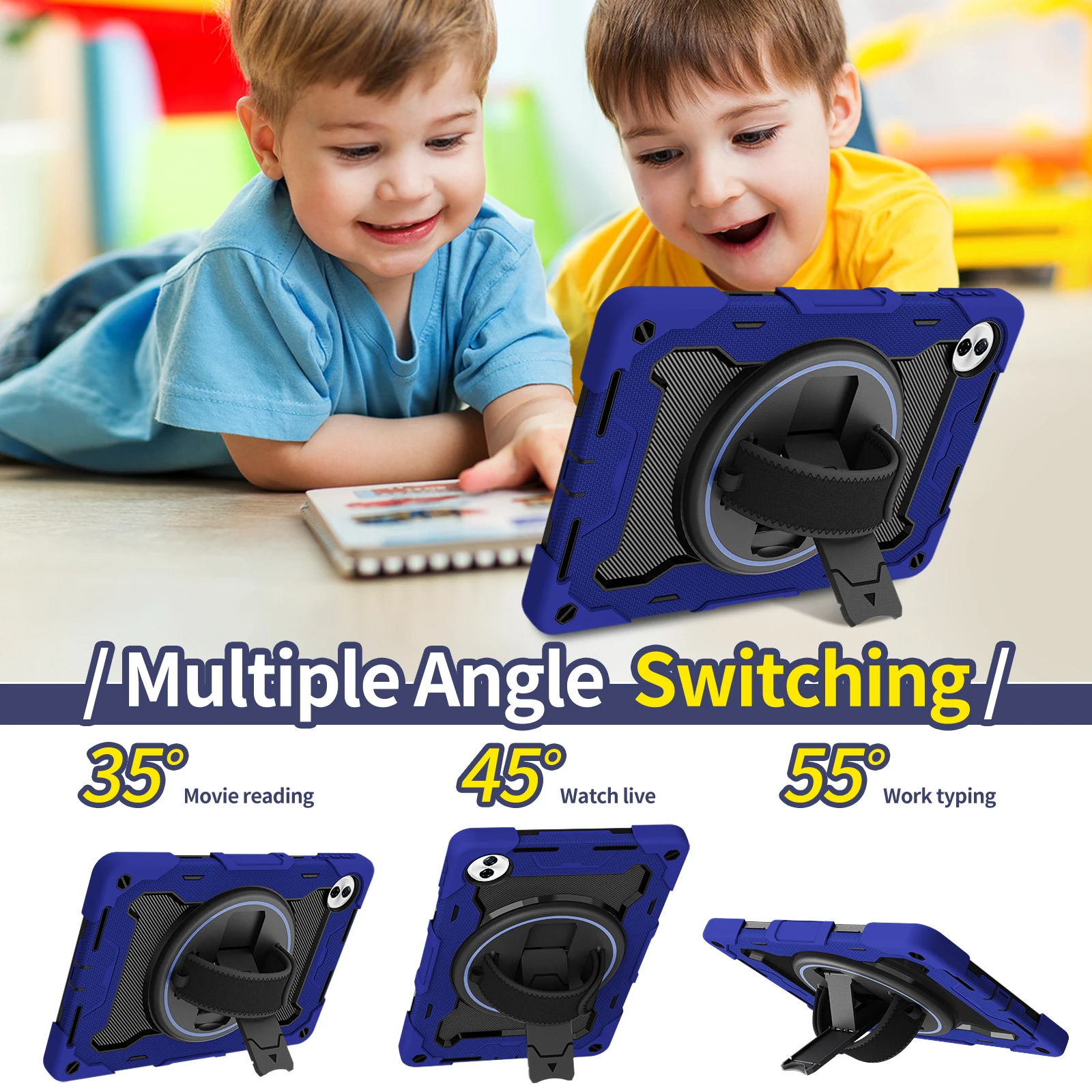 Enhanced Armor Case with 360° Rotating Stand and Hand Strap