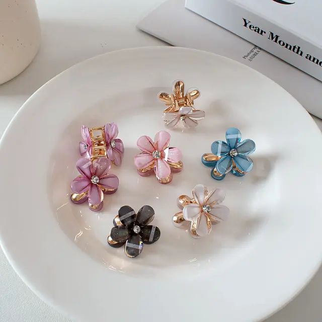 10pcs Crystal Flower Hair Clip Rhinestone Alloy Hair Clip Suitable For Sweet Summer Side Clip Hairstyle Accessories For Girls 2