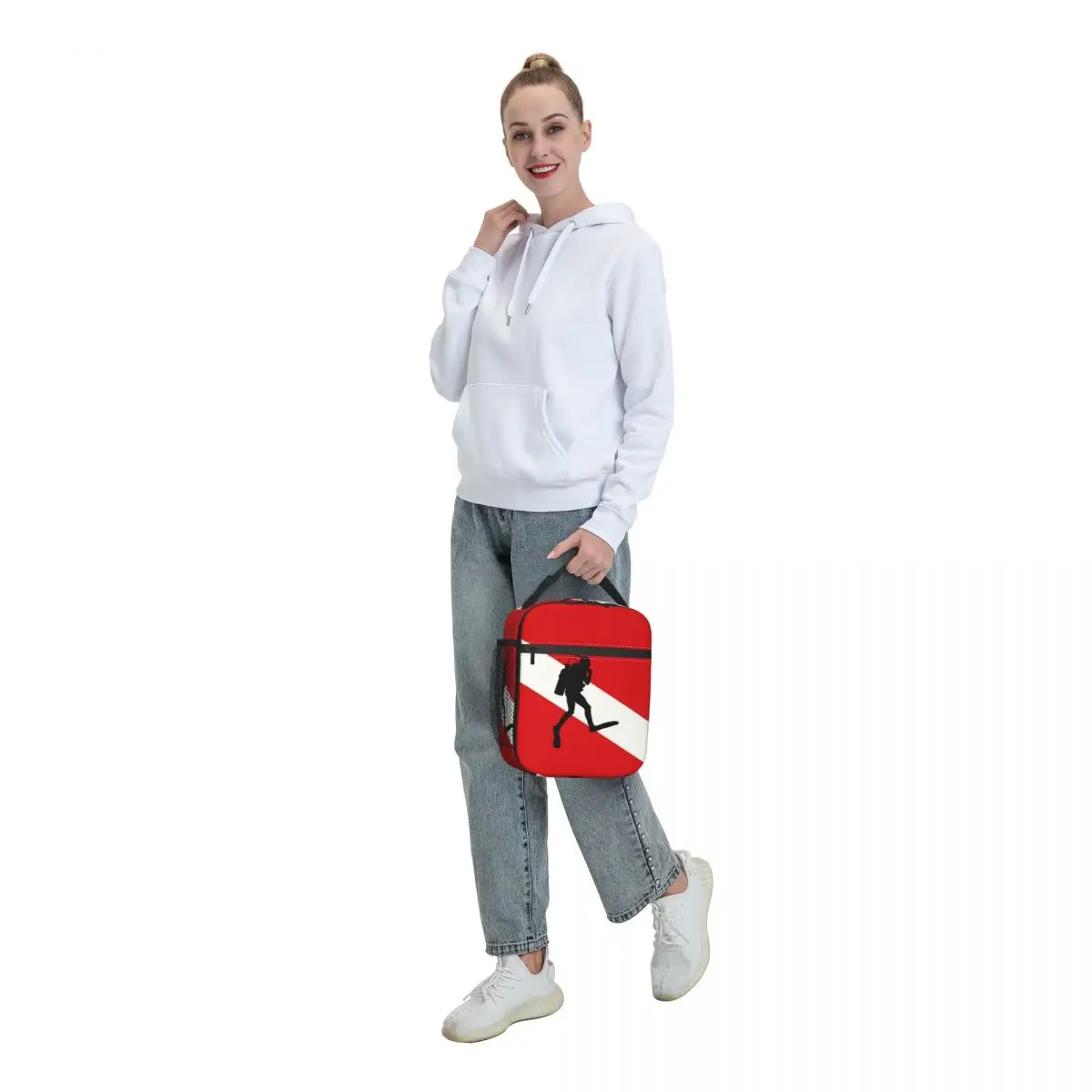 Lunch Bag Scuba Diver Flag Resuable Multifunction Dive Thermal Cooler Food Insulated Lunch Bag for Women Office Work