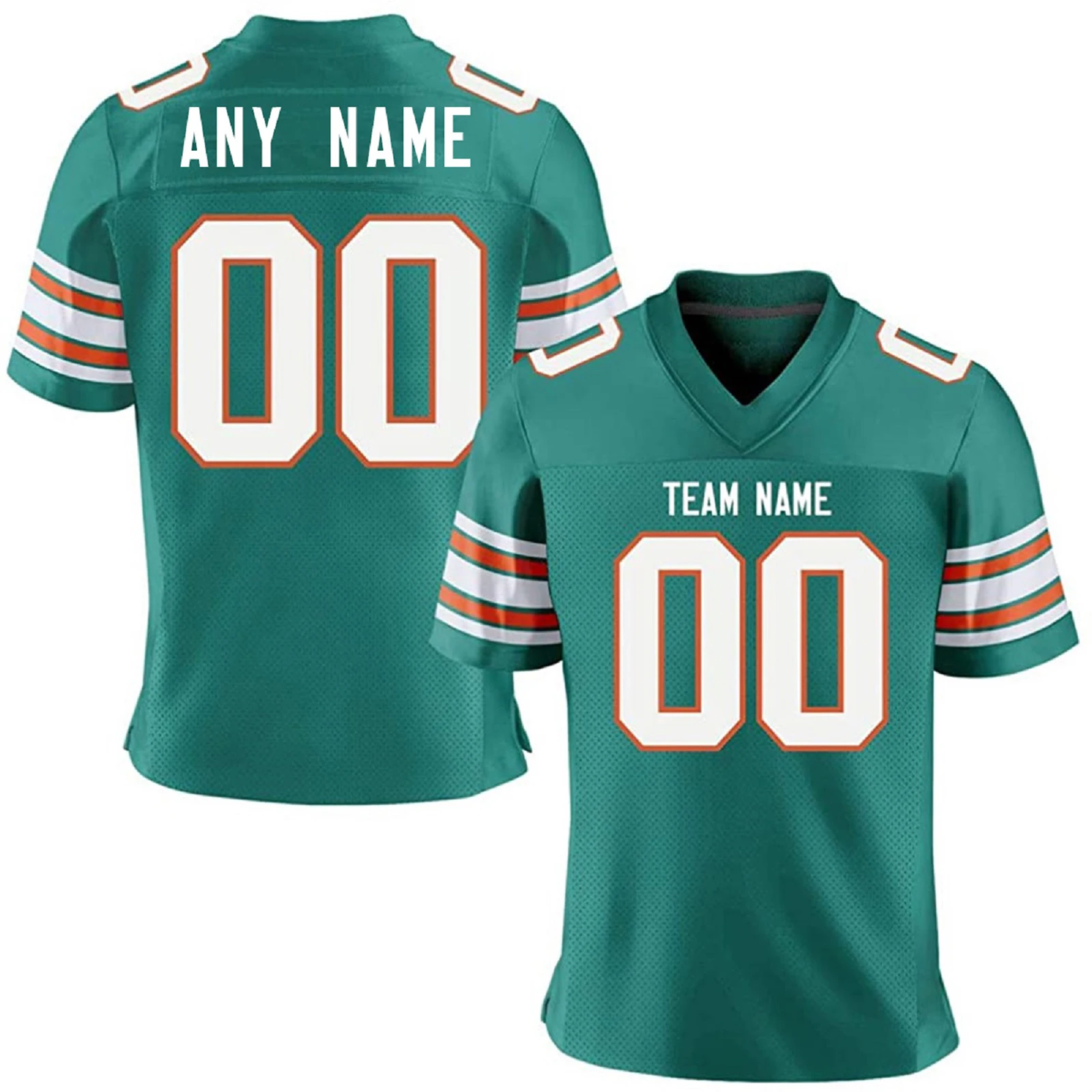 Personalized American Football Jersey White Aqua Custom Printed Team Name Number for Men Women Kids Youth Uniform Fans Gift