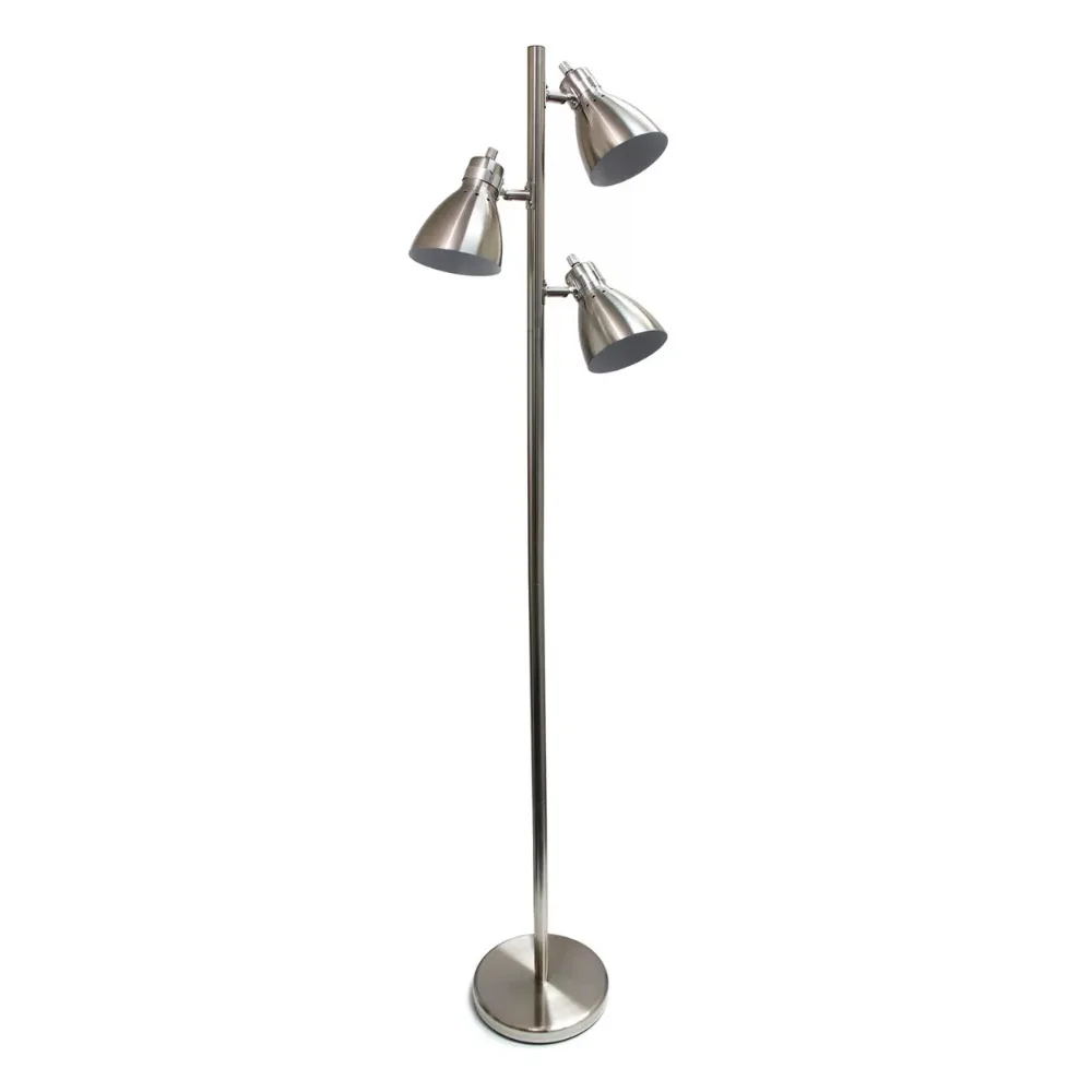 Floor Lamp Metal 3-Light Tree Floor Lamp Lights Brushed Nickel Finish Free Shipping Lamps Room Decor Stand Indoor Lighting
