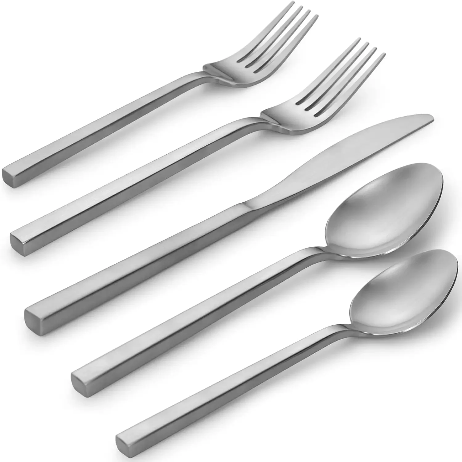 

20-Piece Forged Silverware Set Stainless Steel Flatware Set,Service for 4,Matte Satin Polished Cutlery Set,Dishwasher Safe