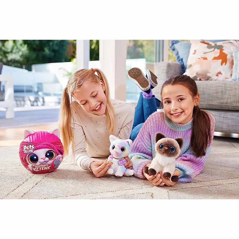 [New] ZURU Pets Alive Smitten Kittens Surprise Interactivity Woolen Cat Girl Cartoon Sound Toy Doll Birthday Gift Beach Sand Toy 6
