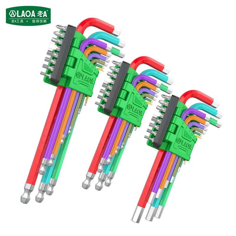 

LAOA Colorful Inner Hex Wrench Set 9PCS Ball-head Torx-head Hexagonal Combination Screwdriver