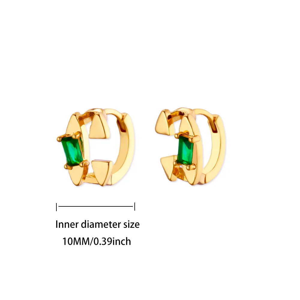 Green Zircon Geometric Earrings for Women Girls