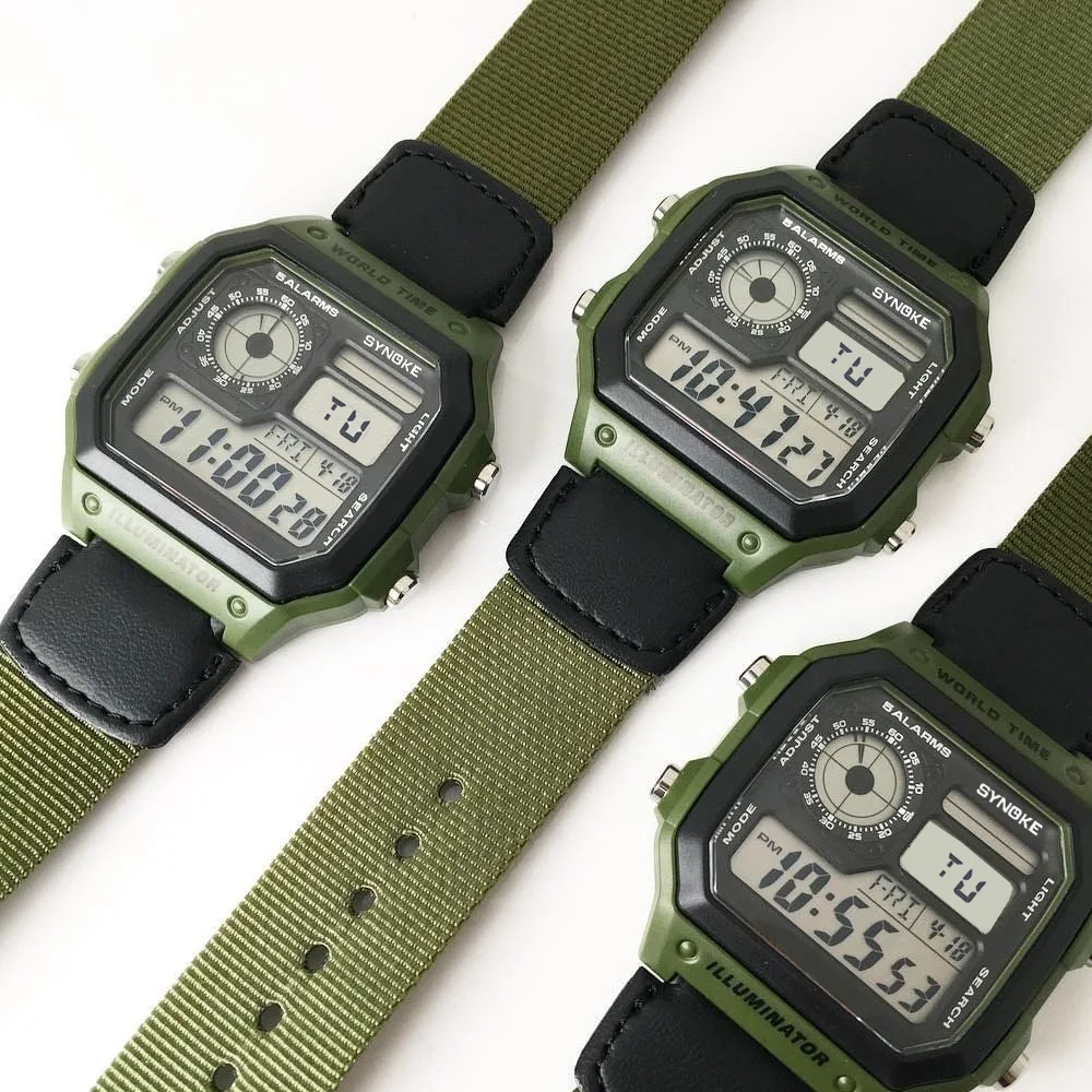 

Air Force Field Watch Nylon Strap 12/24H Display Digital Movement SYNOKE Brand Sport Style Waterproof Relogio Masculino