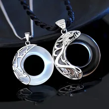 

45cm Length S925 Sterling Silver Necklace Lotus Pond Moonlight Couple Pendant Valentine's Day Gift Necklace For Men And Women