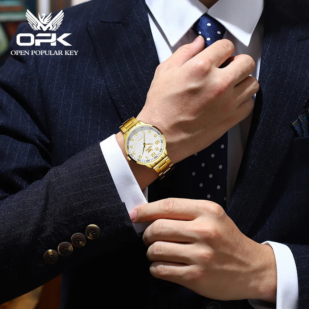 OPK Quartz Men's Watch Waterproof Stainless Steel Fashion Watch Original Classic Digital Watch Business Casual Men's Watch 5