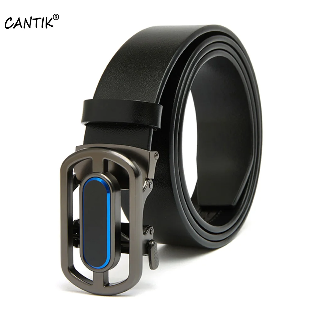 CANTIK New Design Fashion Style Design Hollowed Automatic Buckle Quality Cowhide Leather Belts for Men Accessories 35mm Width