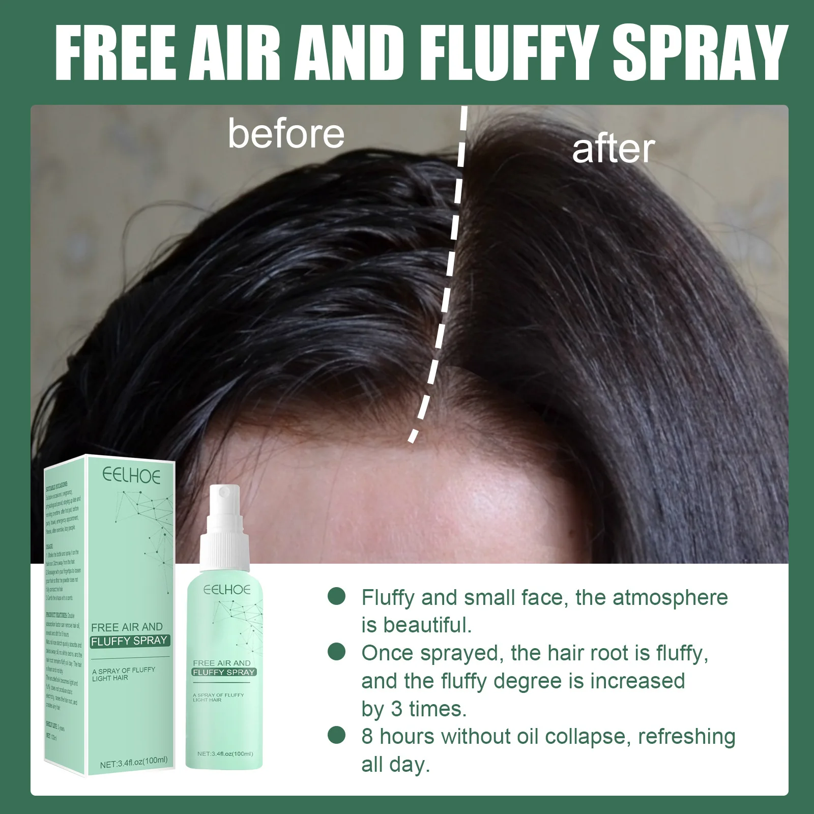 100ml Lazy Dry Hair Agent Free Shampoo Dry Hair Spray Mist Air F