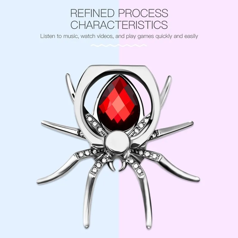 Luxury Diamond Spider Ring Phone Holder - 360° Rotating Grip and Stand