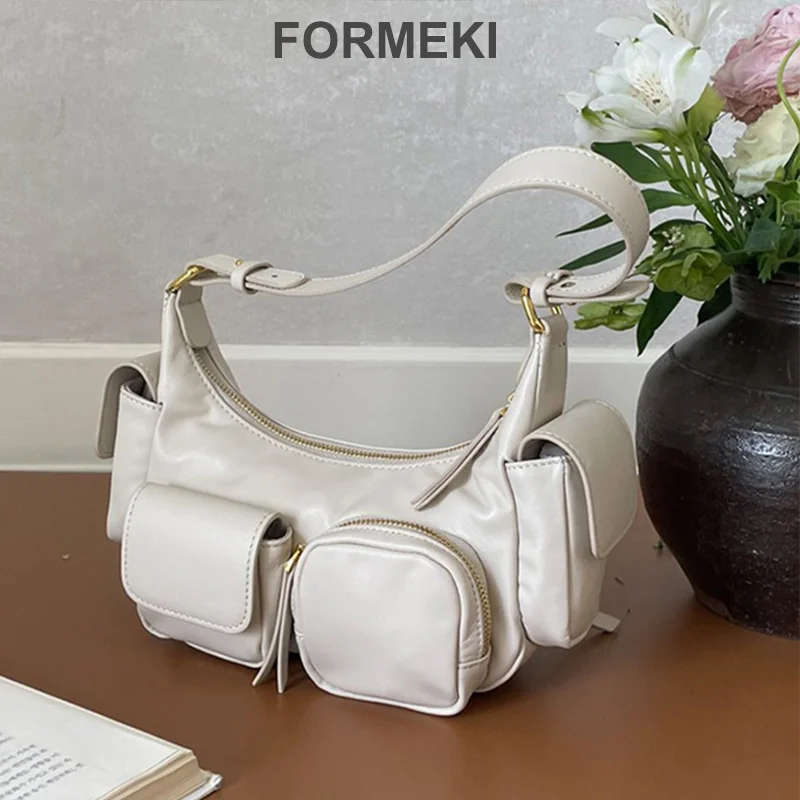 

Женская сумка Formeki из натуральной кожи, новая сумка 2023, женская сумка с несколькими карманами, мотоциклетная сумка через плечо, крутая Женская Роскошная сумка