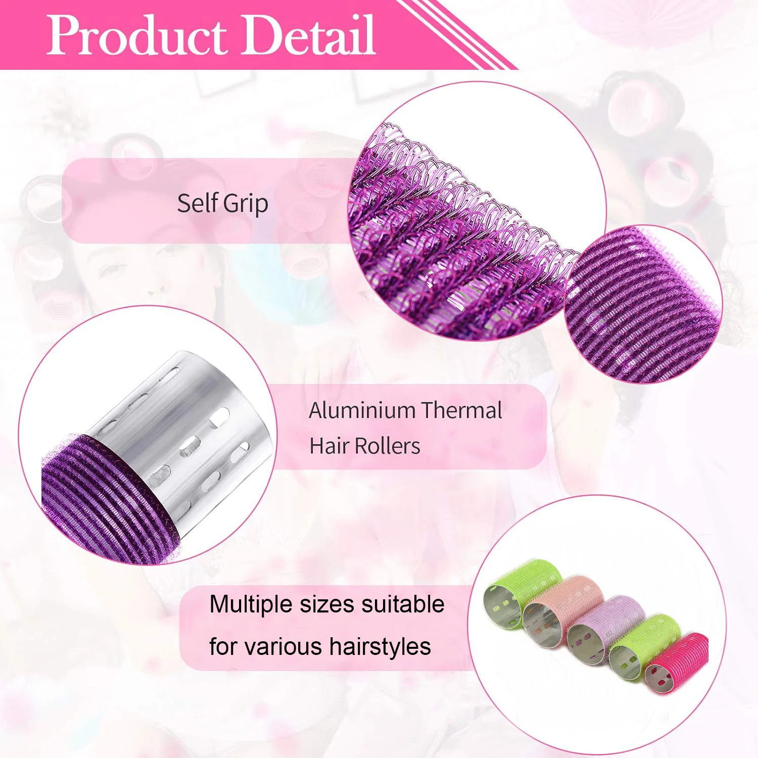 Aluminum Thermal Hair Rollers Set Self Grip Hair Rollers Hairdressing Styling Tool Random Color for Women Men 6Pcs hair styling tool hair curling tools