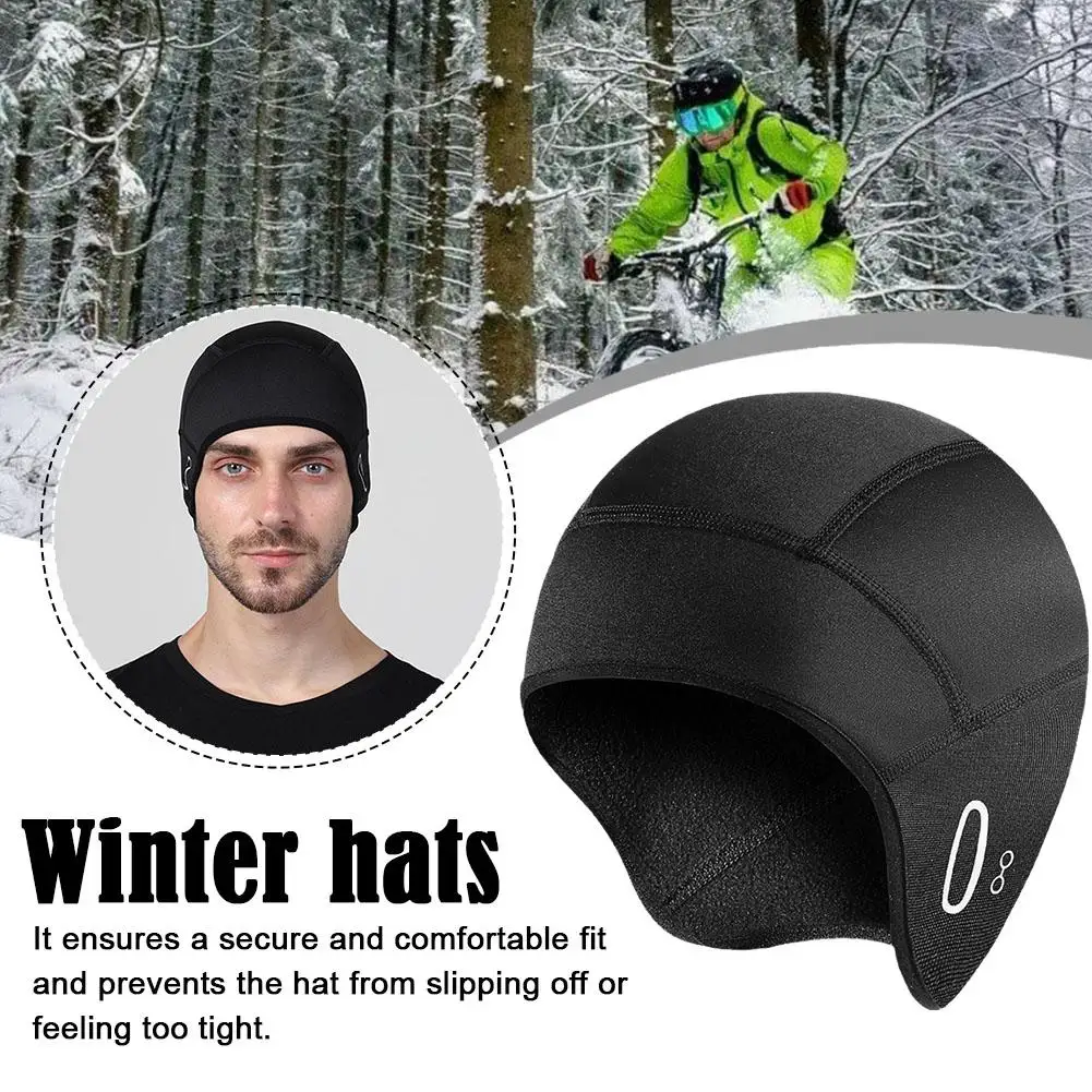 Winter Warm Fleece Skull Cap Helmet Liner Ski Cycling Bike Hat Men Motocycle Riding Hat Windproof Glasses Hole With MTB I9Q5 3