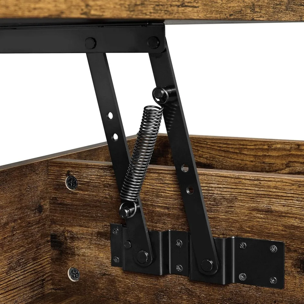 Rustic Lift Top Coffee Table w/Hidden Compartment & Open Shelf, Lifting Tabletop Coffee Accent Table for Living Room 5