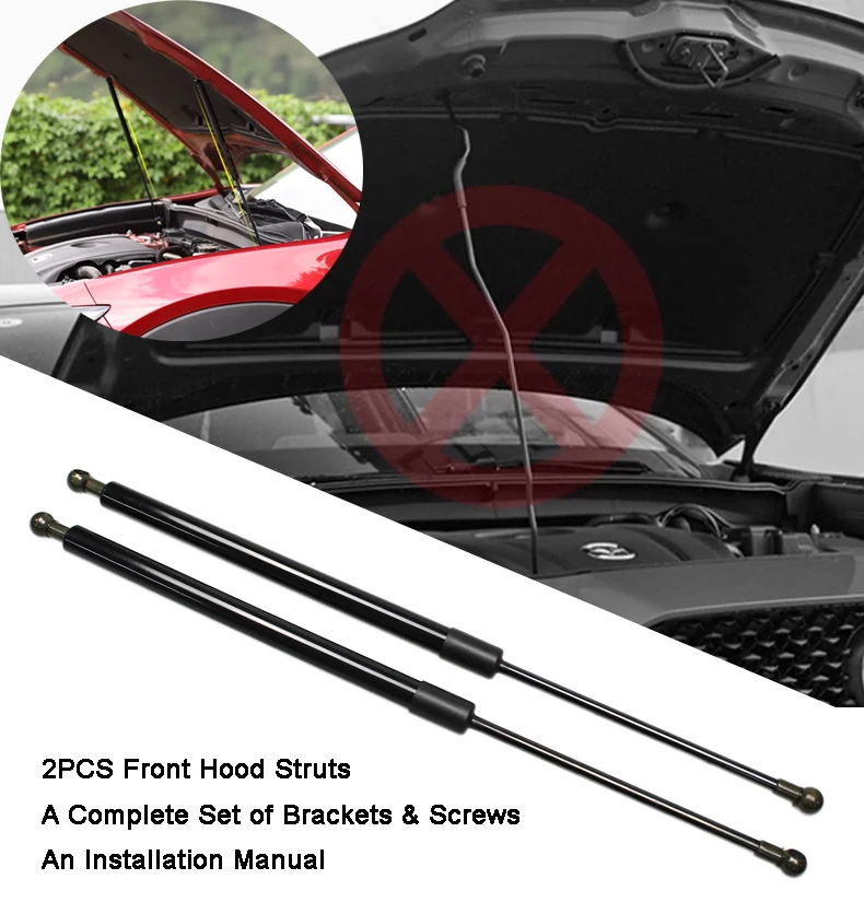 포드 F150 & F250 1992-1997 프론트 후드 보닛 개조용 가스 스트럿 1세트, 리프트 서포트 댐퍼 쇼크 업소버 프로프 로드