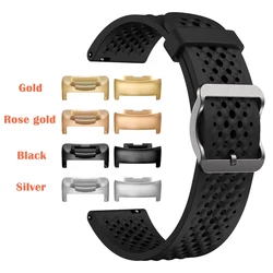 Classic Breathable Soft Silicone Sport Waterproof Wristband Strap - Connector - Gold (Black)