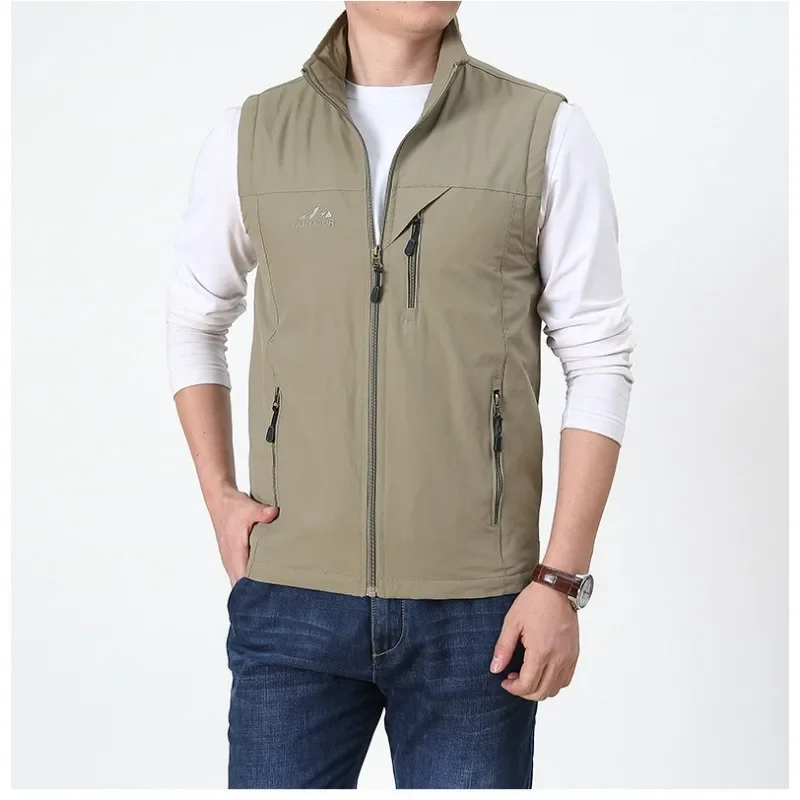 

Leather Vests for Men Sleeveless Jacket Vest Men's Luxury Tactical Plus Size Outerwear MAN Pocket Work Fishing Professional Tool