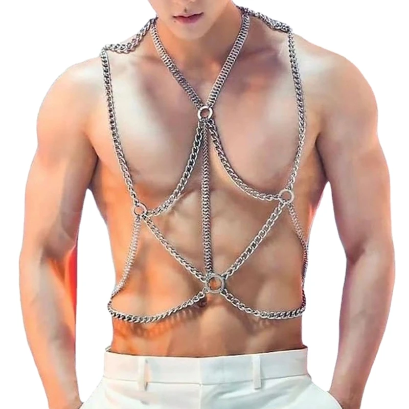 

Body Chain Harness for Men Adjustable, Sexy Body Chain Jewelry Punk Chest Chain Belt Clubwear Costume Accessories