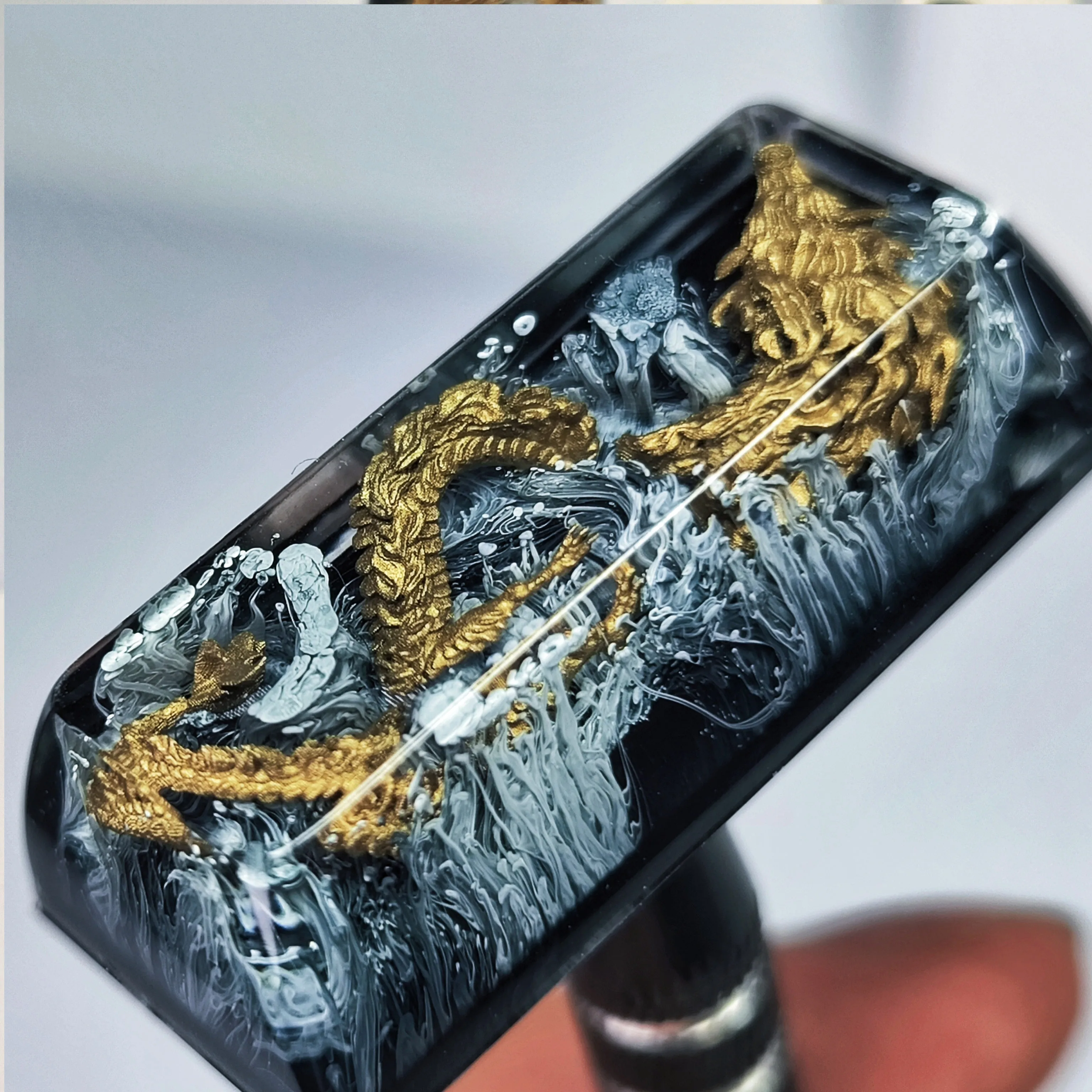 Handmade Resina Dragão Keycap Design Personalizado Preto Dourado Teclado Mecânico Fpr Boys Holiday Gift - Imagem 3