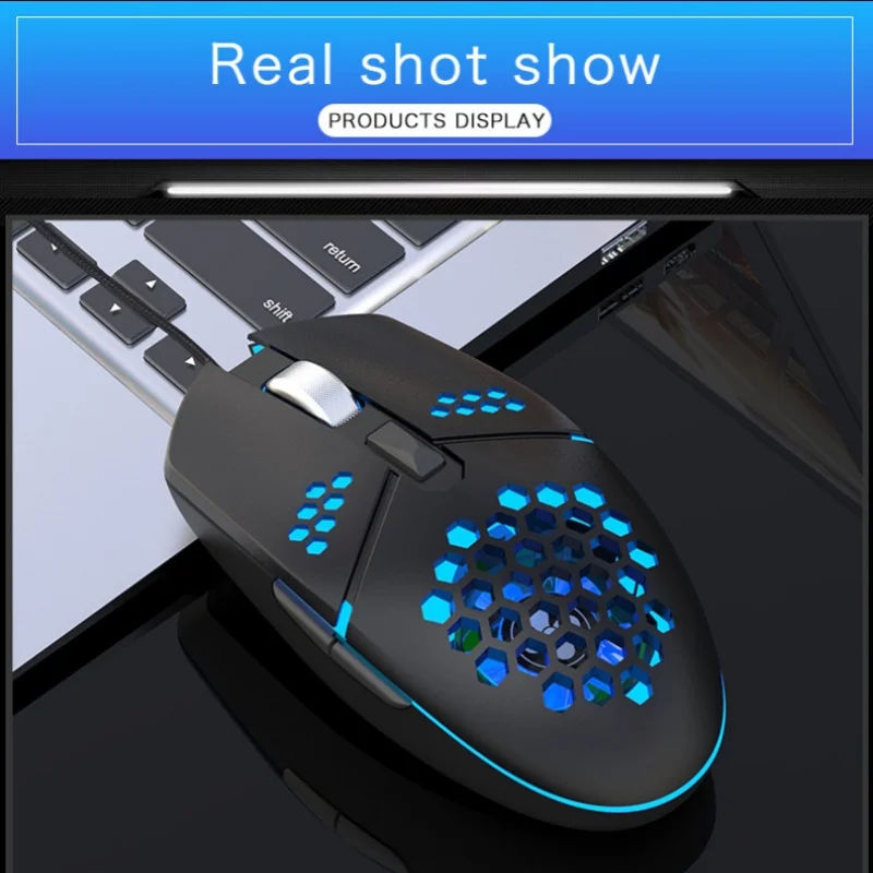 E-Sports Gaming Wired Mouse 6 Key 8000dpi Lightweight Design Rgb Lighting Fan Cooling Tablet Laptop Accessories Office Game