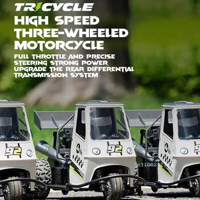 New RC Trike Light Spray Stunt Drift 1:16 Full Scale Racing Racing Toys Remote Control Motorcycles Electric High Speed kids Toy 5