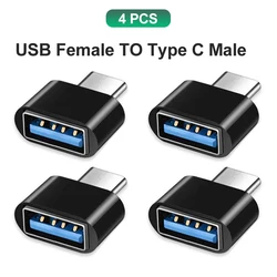 Universal Type C to USB 3.0 Adapter - High-Speed OTG Data Connector (4PCS Black)