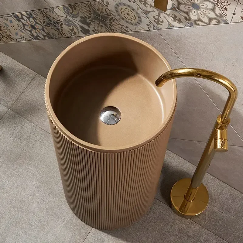 Outdoor courtyard column type washbasin, bathroom, washbasin, balcony, integrated floor type outdoor garden sink YX062WY 4