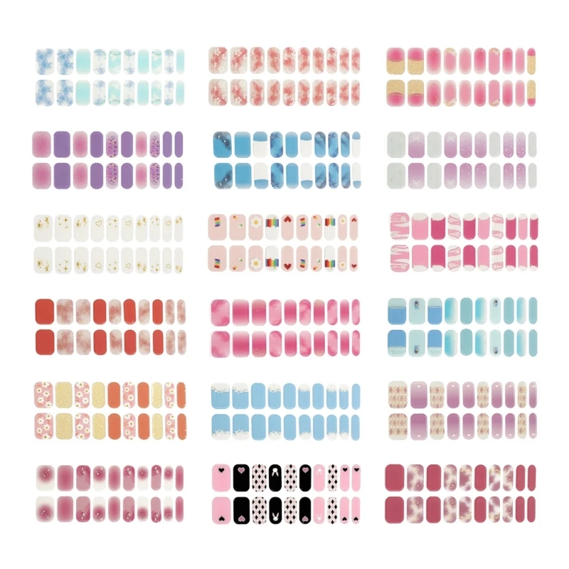 

Q1QD Bronzing Flower Nail Decals Nail Art Stickers Supplies DIY Manicure Stickers Semi Cured Heart Nail Stickers for Girls