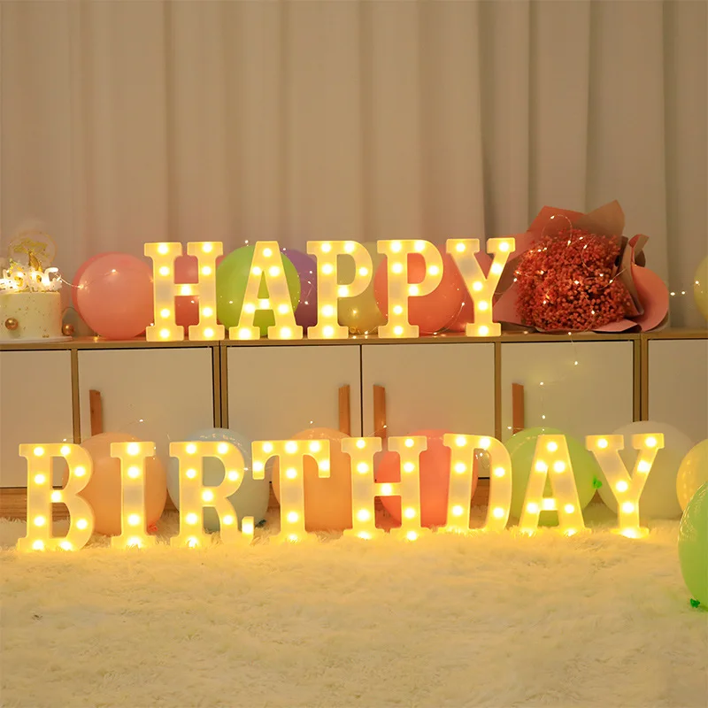 LED Letter Light Alphabet Letter LED Lights Luminous Number Lamp Decor Battery Night Light For Home Wedding Birthday Christmas Party Decoration