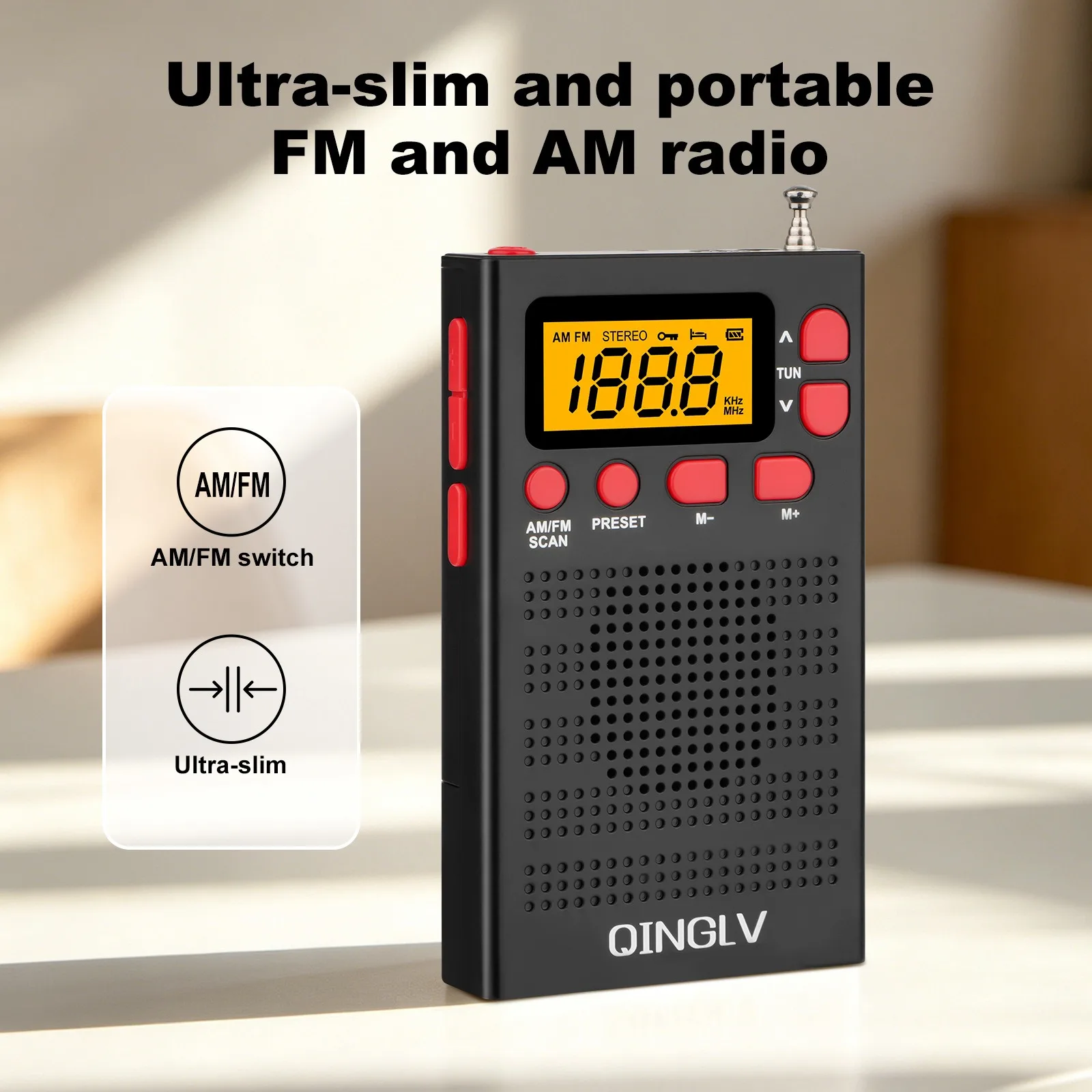 휴대용 라디오 미니 AM FM 날씨 라디오 포켓 라디오 플레이어 LCD 화면 디지털 라디오 이어폰 잭 포함 장거리 최고 수신력