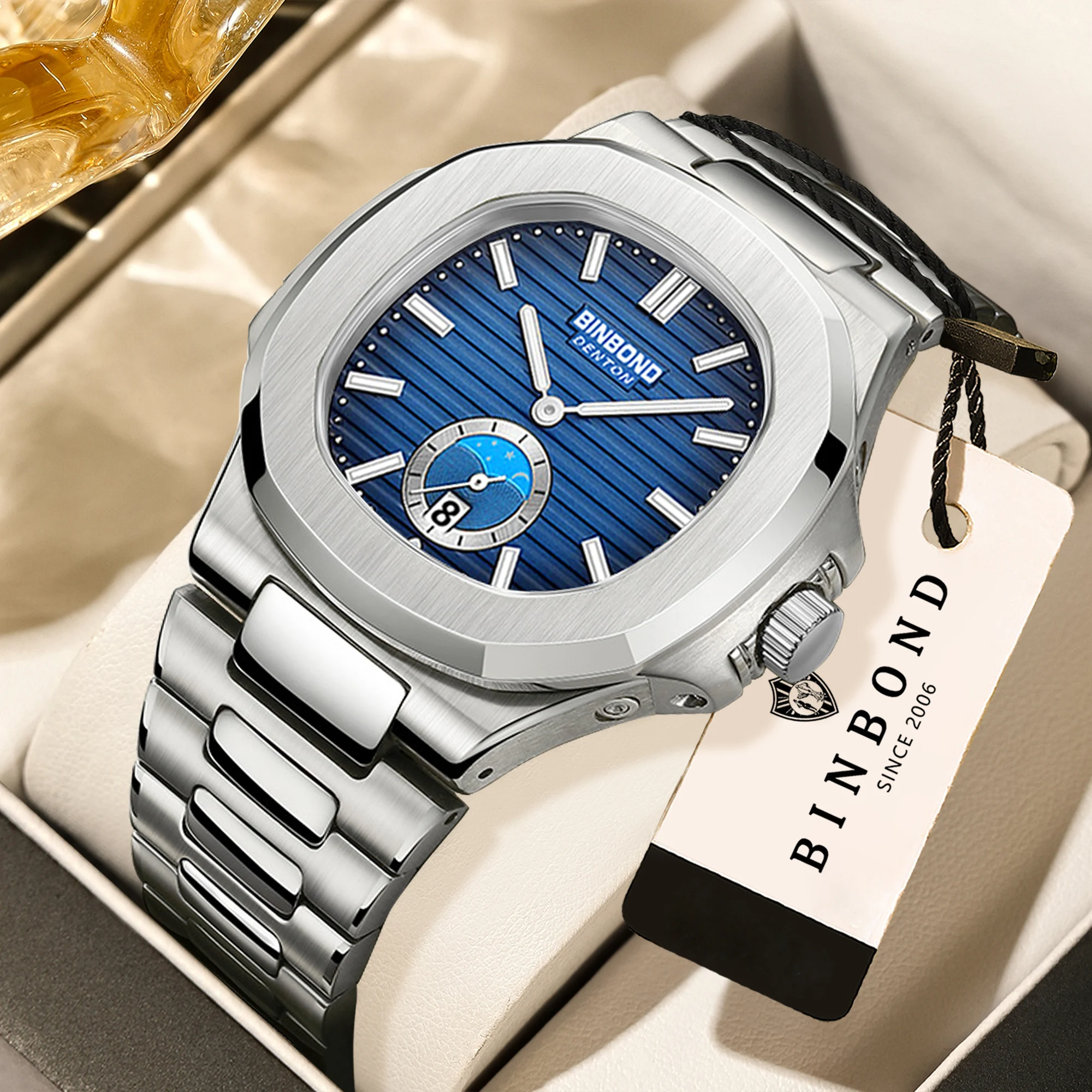 BINBOND Luxury Luminous Stainless Steel Men's Quartz Watch - Waterproof and Stylish