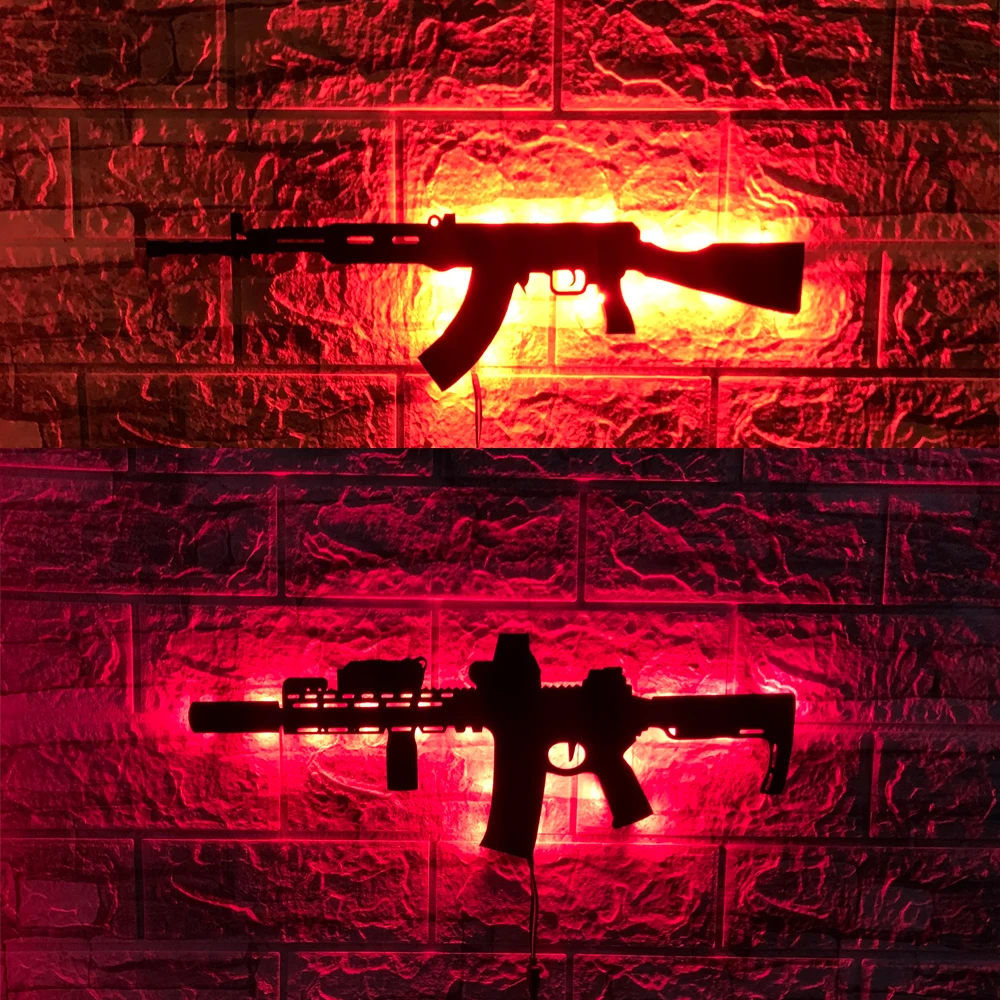 ZK50 Best-selling Military Fan Firearms Style Luminous Hanging Picture LED Wall Lamp Interior Decoration Night Light