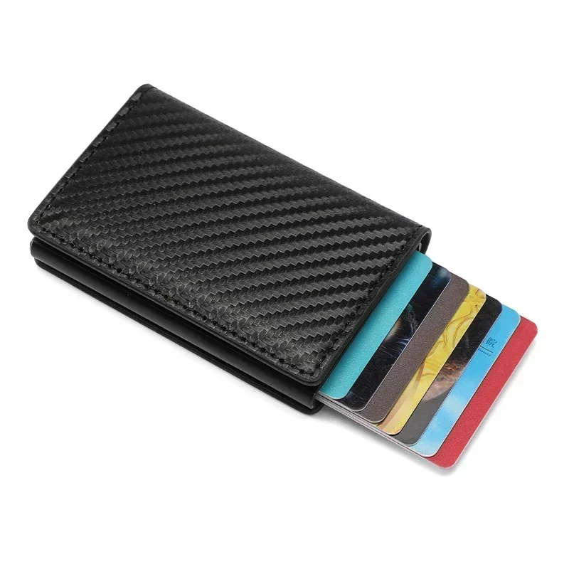 Credit Card Holder Carbon Fiber Men Rfid Smart Thin Slim Pop Up Minimalist