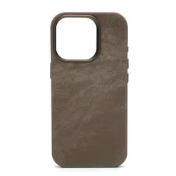 Premium MagSafe Fiber Leather Case with Magnetic Wireless Charging and Shockproof Alloy Lens Cover - iPhone 15 Pro (Brown)