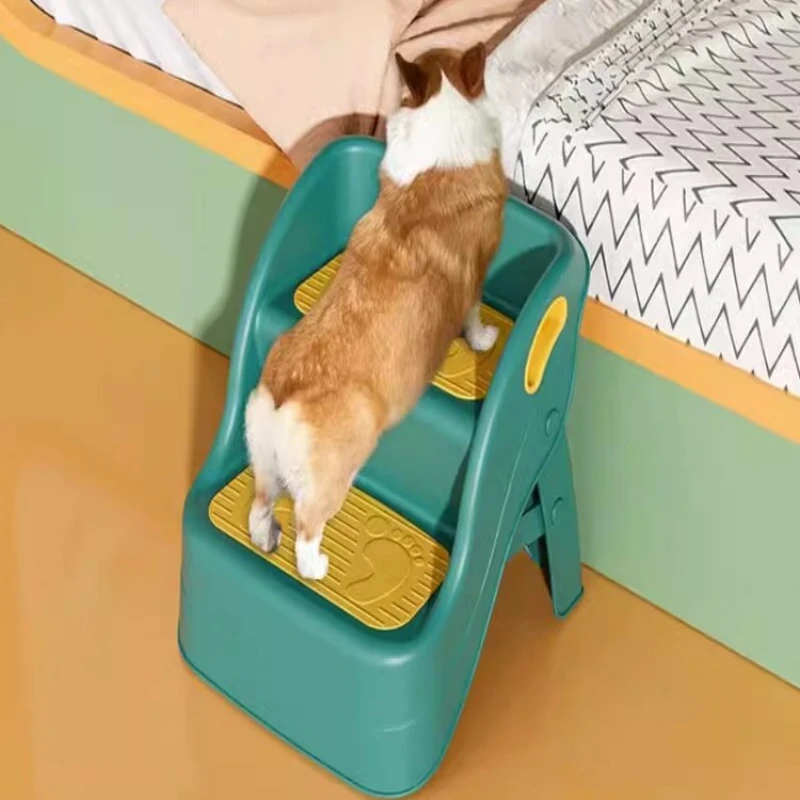 Pet dog stairs, steps up and down, bed, small dog sofa, bedside folding ladder, slope anti slip special ladder
