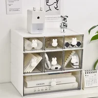 INS Desktop Stationery Storage Box Transparent Acrylic Drawer Type Pen Holder Cabinet Student Hand Account Storage Organiser 1