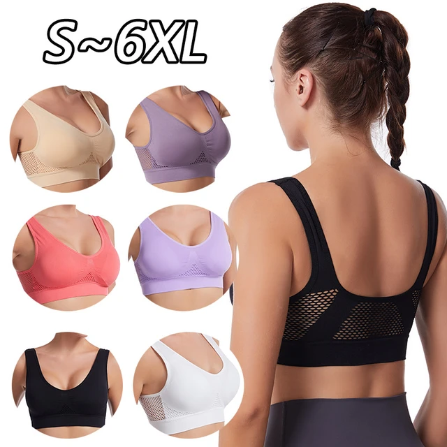 Seamless Mesh Women Sports Bras Fitness Gym Running Underwear Shockproof Bra  Wireless 6XL Plus Size Crop Top Breathable Yoga Bra - AliExpress