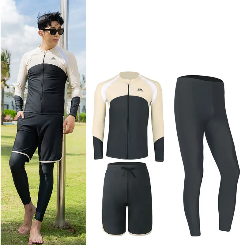 Women's 5pcs/set Men's 3pcs Full Body Wetsuit Surfing Diving Suit Scuba Dive Skin Rash Guards Long Sleeve Zip Quick Dry Sunsuit